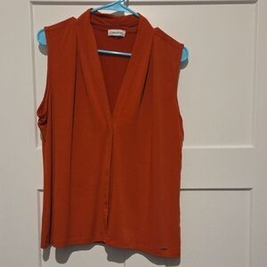 LOFT V-Neck Rust Sleeveless Blouse